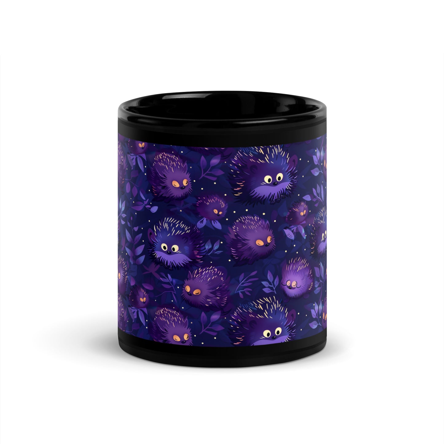 Mitternachts Igel, Schwarze glänzende Tasse