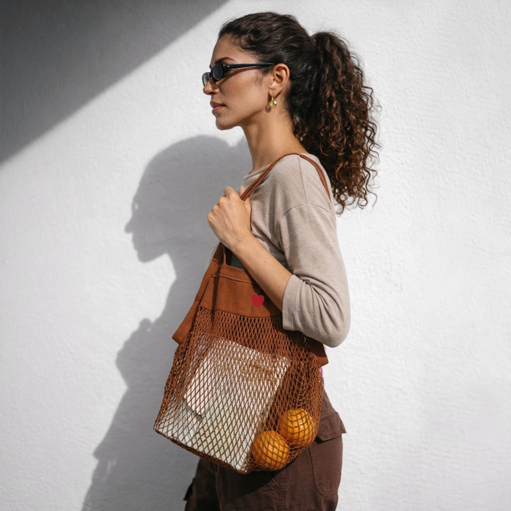 Organic Mesh Shopping Bag - texas orange