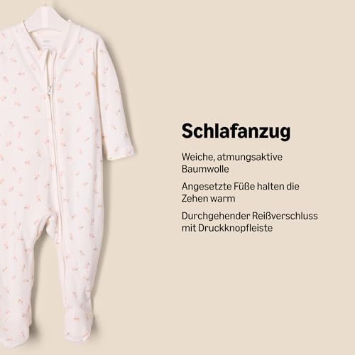 Amazon Essentials x Sofia Grainge Unisex Baby Baumwoll-Strampler Mit Fuß, 2er-Pack, Rosa Kaninchen Bär, 0-3 Monate